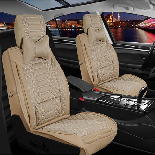 Mercedes A Serisi Uyumlu Lüks Deri Oto Koltuk Kılıfı Ön/Arka Set Bej Renk Royal