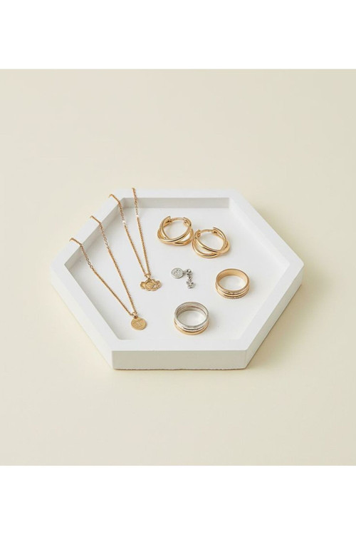 İn Lak'Ech Altıgen Dekoratif Beton Altlık, Takı Ve Mum Tepsisi - El Yapımı Suya Dayanıklı Tasarım