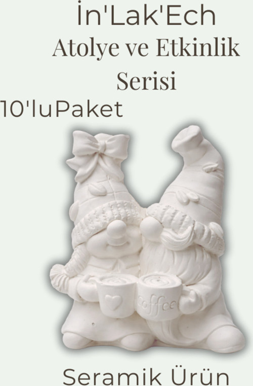 Ham Seramik Gnome Figürü 10'Lu Paket Atölye Anaokulu Etkinlik Boyama Objesi Toplu Satış