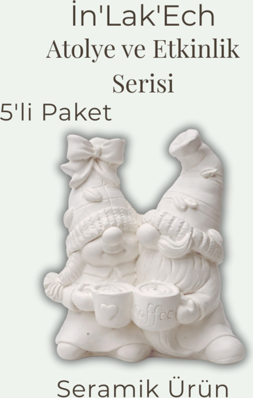 Ham Seramik Gnome Figürü 5’Li Paket Atölye Anaokulu Etkinlik Boyama Objesi Toplu Satış