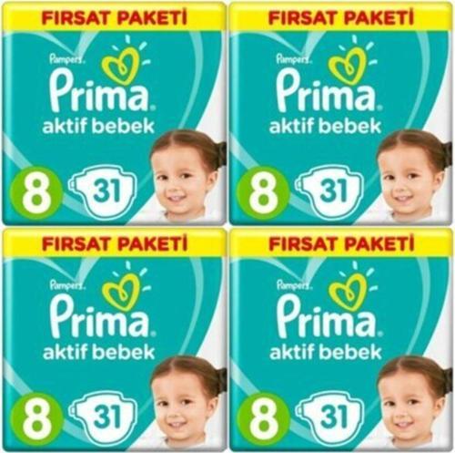 Aktif Bebek 17+ Kg 8 Numara 31 X 4 = 124'lü Bebek Bezi Paketi