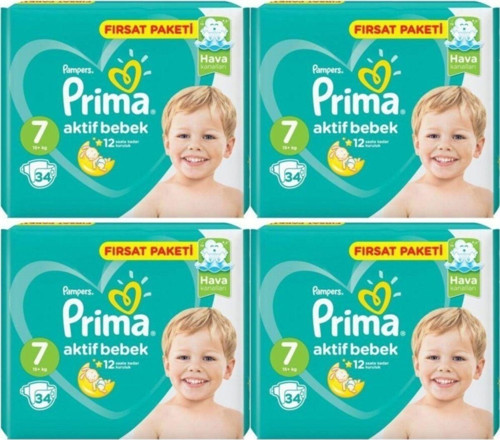 Aktif Bebek 7 Numara 15+kg 34 Adet X 4 Adet