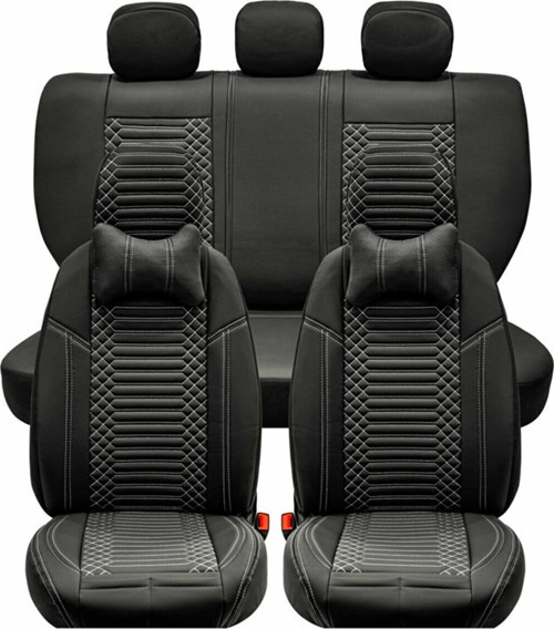 Honda Legend Lüks Deri Oto Koltuk Kılıfı Ön/Arka Set Exclusive Siyah Beyaz