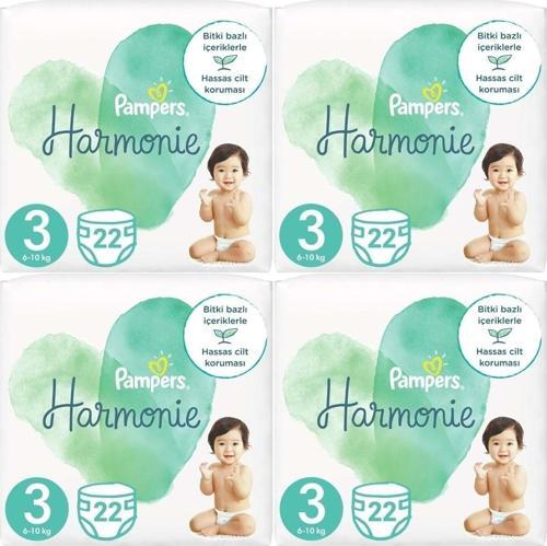 Pampers Harmonie Bebek Bezi Beden:3 (6-10kg) Midi 88 Adet Süper Ekonomik Fırsat Pk
