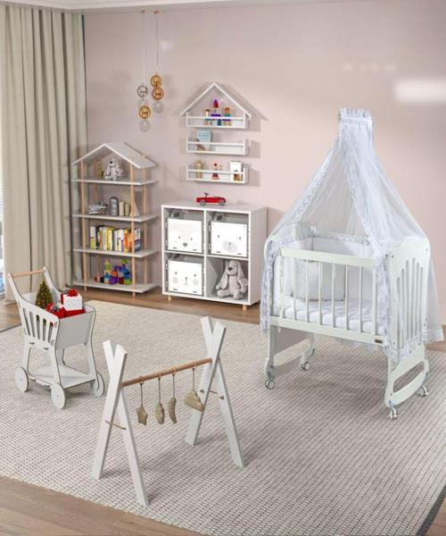 Beyaz Mdf Flower 50 x 90 Anne Yanı Beşik