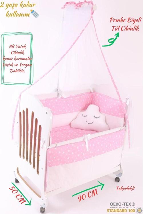 Beyaz Mdf Flower 50 x 90 Anne Yanı Beşik