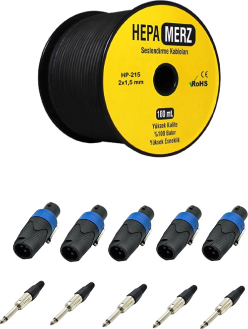 Connection Paket-14 Hoparlör Kablosu Jack Speakon Konnektör Paketi