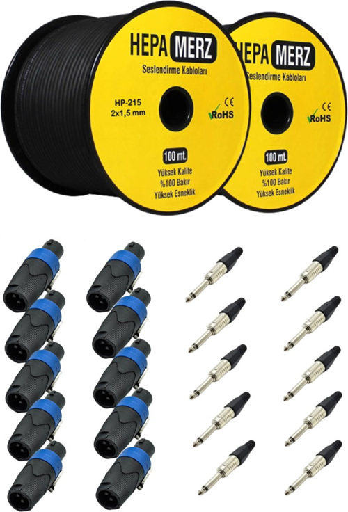 Connection Paket-16 Hoparlör Kablosu Jack Speakon Konnektör Paketi