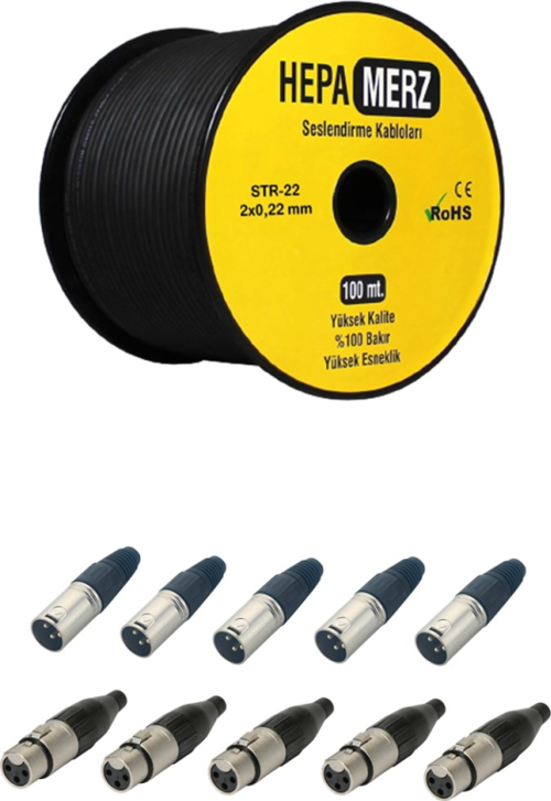 Connection Paket-7 Mikrofon Kablosu XLR Konnektör Paketi