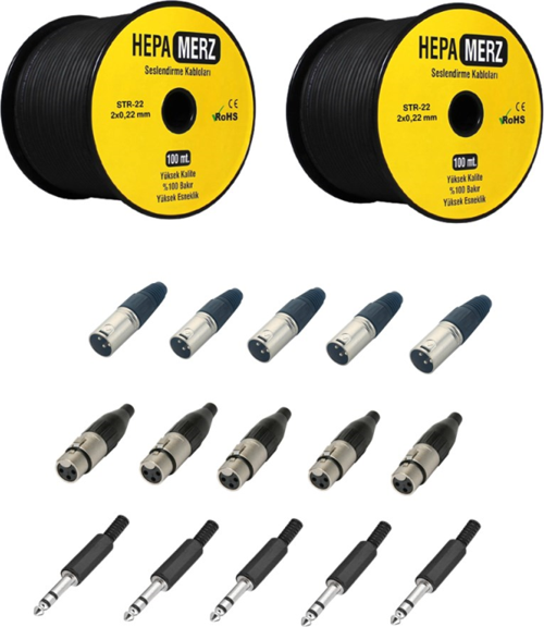 Connection Paket-8 Mikrofon Kablosu Jak XLR Konnektör Paketi