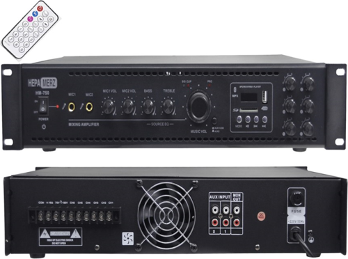 HM750 - 6 Bölgeli Amfi 750 Watt 6 Zone Mikser Amfi Usb Bluetooth