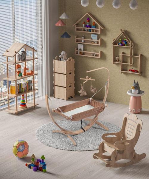 Ahşap Bebek Hamağı Minderli Hamak Beşik Anakucağı