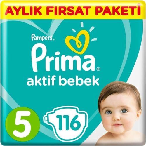 Bebek Bezi Aktif Bebek 5 Beden Junior Aylık Fırsat Paketi 11-16 kg 116 Adet