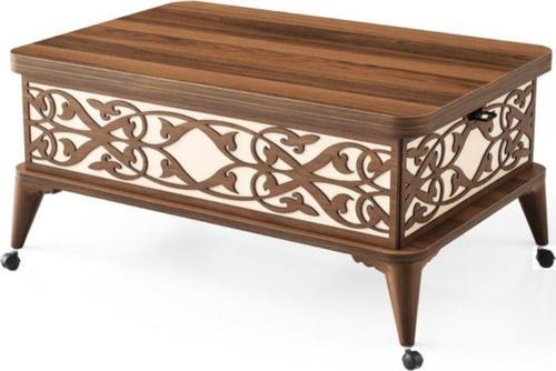 411 Tekerlekli Akıllı Sehpa, Sihirli Sehpa, Açılır Orta Sehpa, Laptop Calışma Masası, Büyüyen Sehpa Ceviz