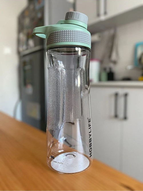 Şeffaf Spor Okul Ofis Su Matarası, Suluk 730Ml Şeffaf Yeşil