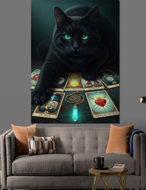 Siyah Panter Kara Kedi Tarot Kartları Dekoratif Kanvas - Mdf Ahşap Tablo