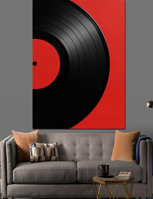 Siyah Plak Retro Müzik Dekoratif Kanvas - Mdf Ahşap Tablo