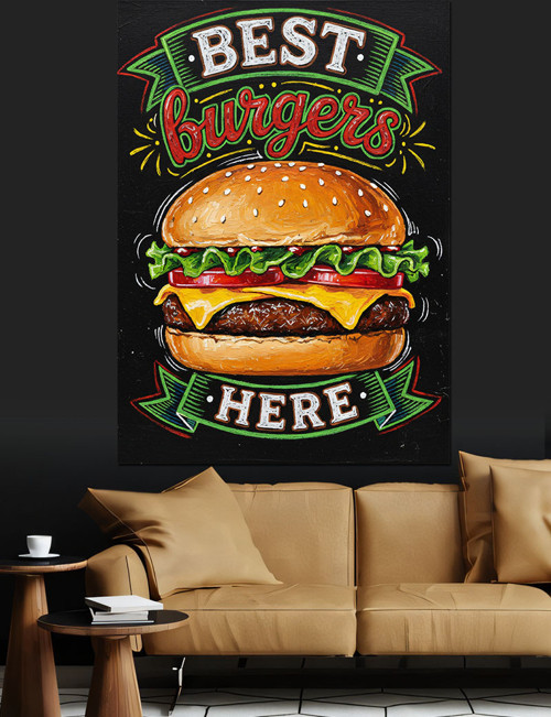 En İyi Burger Reklamı Dekoratif Kanvas - Mdf Ahşap Tablo