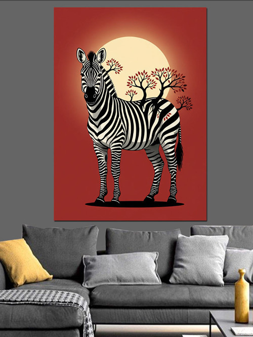 Zebra Retro Sanat Dekoratif Kanvas - Mdf Ahşap Tablo