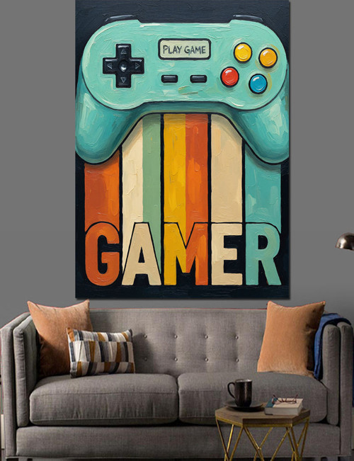 Gamer Oyun Konsolu Posteri Dekoratif Kanvas - Mdf Ahşap Tablo