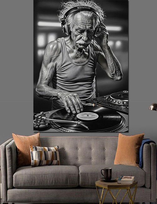 Dj Albert Einstein Dekoratif Kanvas - Mdf Ahşap Tablo