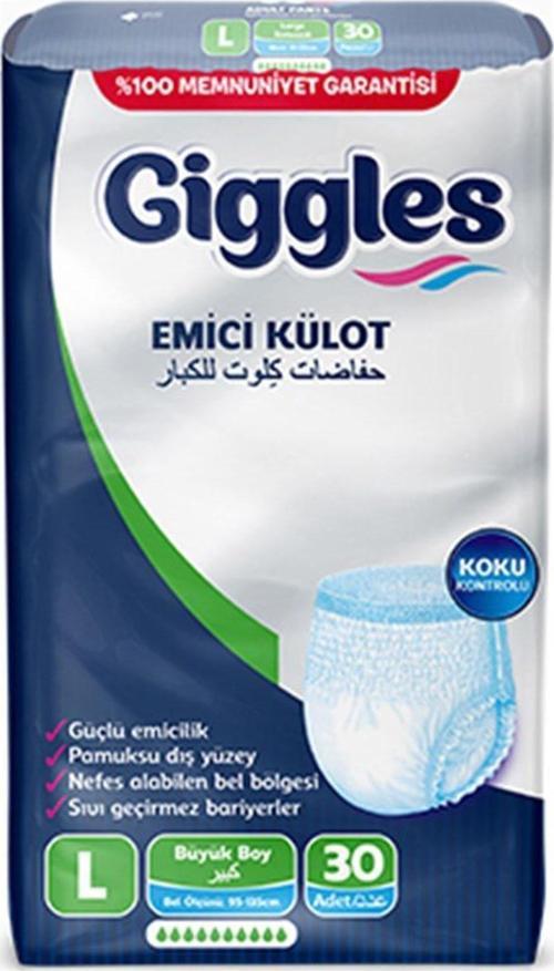 Yetişkin Emici Külot Large 30'lu 1 Paket 30 Adet + Islak Havlu