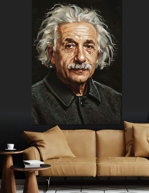 Albert Einstein Bilim Adamı Dekoratif Kanvas - Mdf Ahşap Tablo