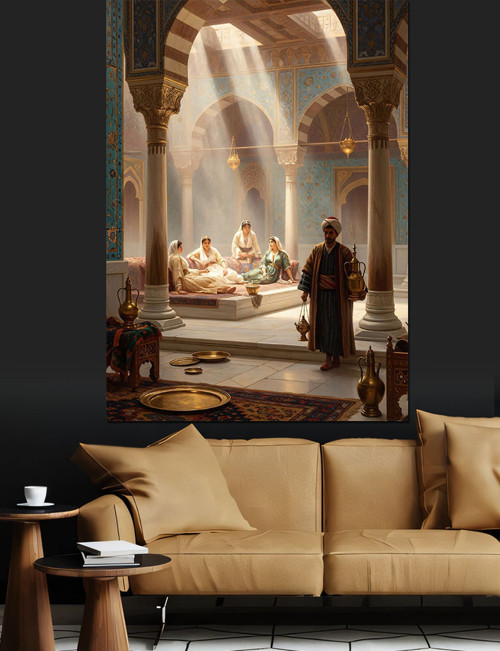 Harem İçi Kadınlar Dekoratif Kanvas - Mdf Ahşap Tablo