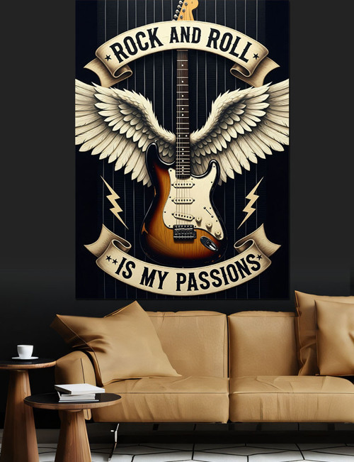 Kanatlı Gitar Rock Müzik Dekoratif Kanvas - Mdf Ahşap Tablo