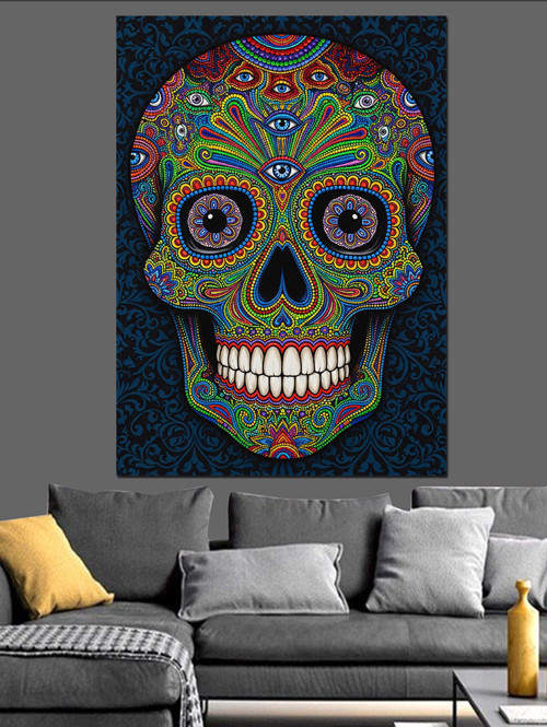 Meksika Tarzı Kuru Kafa Dekoratif Kanvas - Mdf Ahşap Tablo