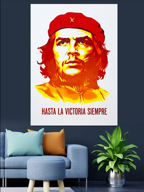 Che Guevara Renkli Portre Dekoratif Kanvas - Mdf Ahşap Tablo