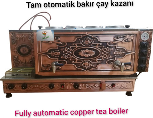 4 Gözlü Tam Otomatik Bakır Çay Kazanı Sadece Elektrikli Pleytli Çay Makinesi Çay Ocağı Safir