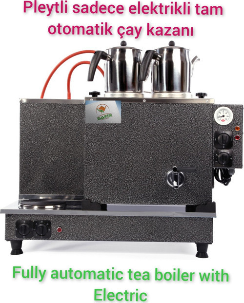 Safir Gri Boyalı Tam Otomatik Çay Kazanı Sadece Elektrikli Pleytli Çay Makinesi
