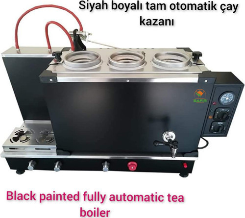 3 Lü Siyah Boyalı Çay Kazanı Doğalgazlı Ce Ve Gazmer Onaylı Gaz Koku Algılama Ve Kesme Sistemli