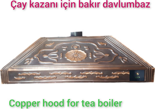 Çay Ocağı Davlumbazı 4 Gözlü Çay Kazanı İçin Bakır Davlumbaz Klasik Model 110 Cm Bakır Davlumbaz