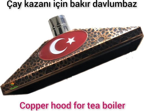 Bayraklı Model Çay Kazanı İçin Bakır Davlumbaz 4 Gözlü Çay Kazanı Davlumbazı 110 Cm Davlumbaz