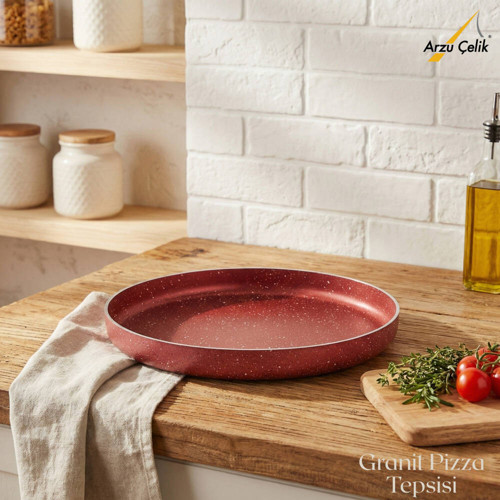28 Cm Granit Pizza Tepsisi - Kırmızı