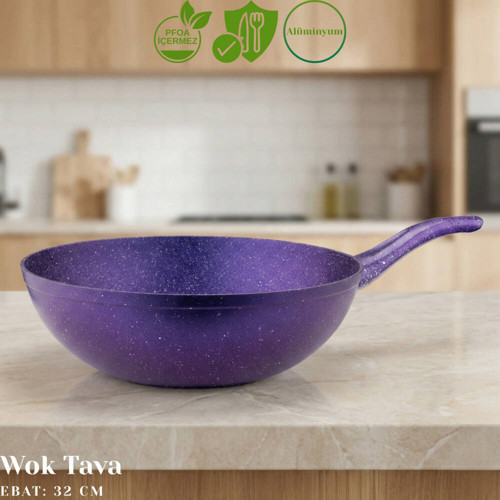 32 Cm Granit Wok Tava - Violet