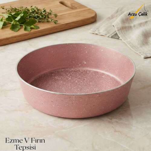 26 Cm Granit Ezme V Fırın Tepsisi - Pembe
