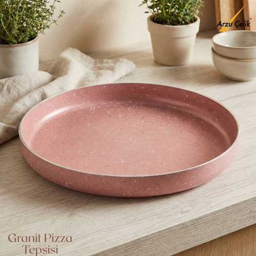 32 Cm Granit Pizza Tepsisi - Pembe