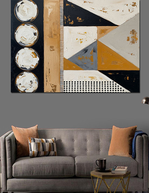 Art Deco Geometrik Soyut Sanat Dekoratif Kanvas - Mdf Ahşap Tablo