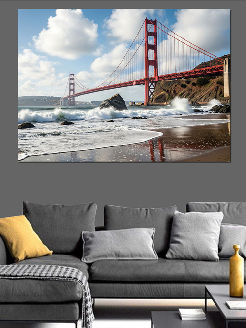 San Francisco Golden Gate Köprüsü Dekoratif Kanvas - Mdf Ahşap Tablo