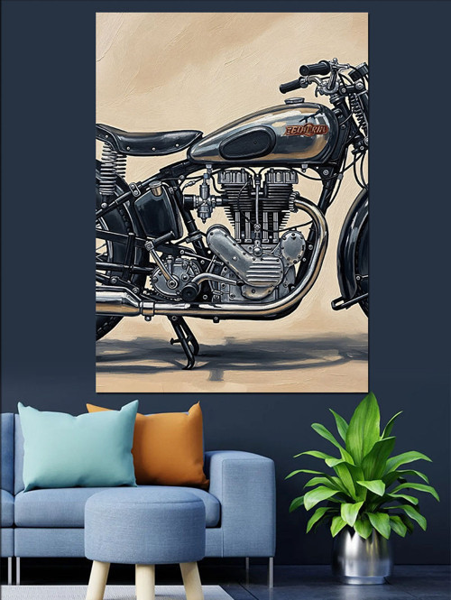 Klasik Motosiklet Motor Detayı Dekoratif Kanvas - Mdf Ahşap Tablo