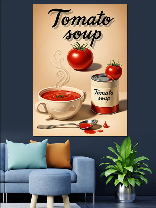 Domates Çorbası Vintage Reklam Afişi Dekoratif Kanvas - Mdf Ahşap Tablo