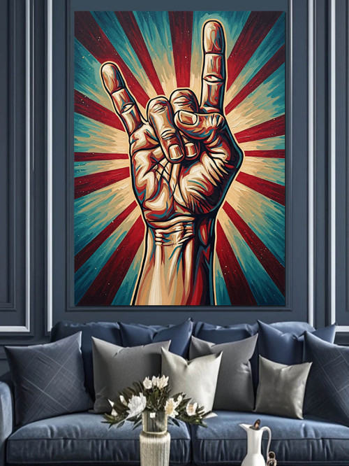 Rock El İşareti Posteri Dekoratif Kanvas - Mdf Ahşap Tablo