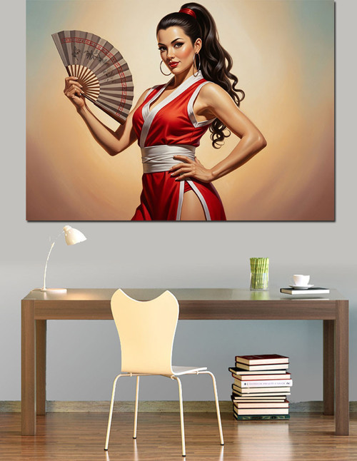 Yelpezeli Pin-Up Kadın Dekoratif Kanvas - Mdf Ahşap Tablo