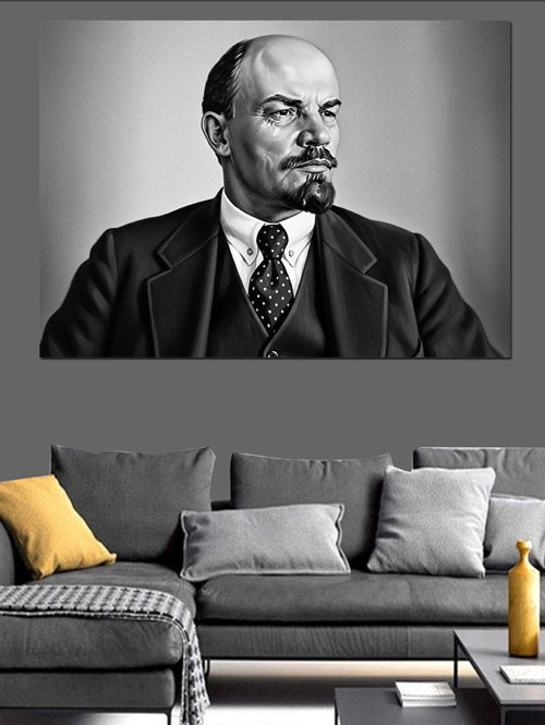 Vladimir Lenin Siyah Beyaz Dekoratif Kanvas - Mdf Ahşap Tablo