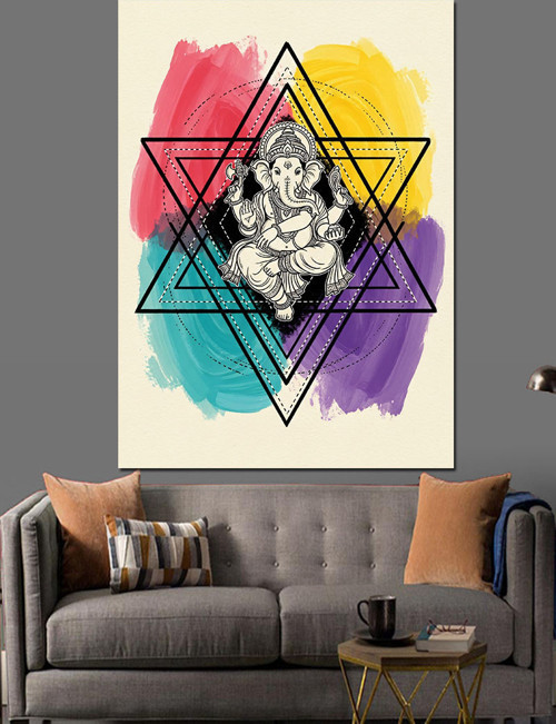 Geometrik Desenli Mandala Figürü Dekoratif Kanvas - Mdf Ahşap Tablo