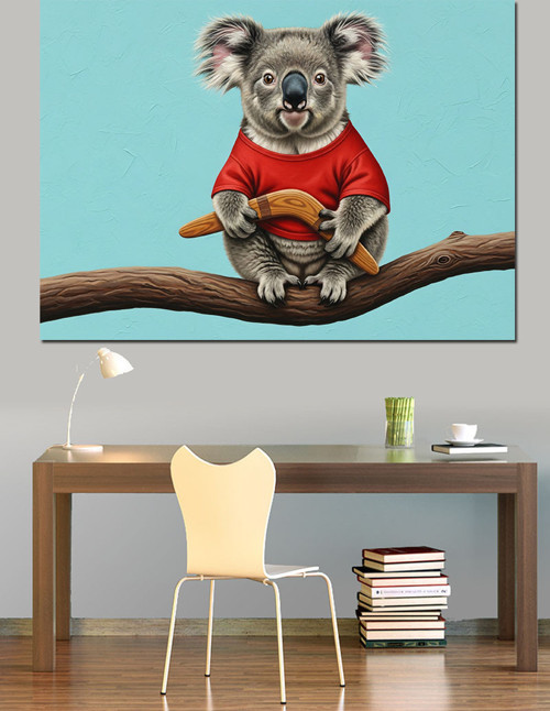 Koala Ağaç Dalında Dekoratif Kanvas - Mdf Ahşap Tablo