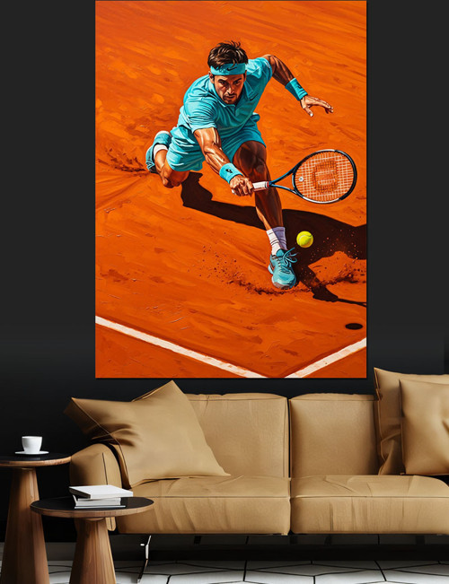 Tenis Oynayan Adam Spor Dekoratif Kanvas - Mdf Ahşap Tablo